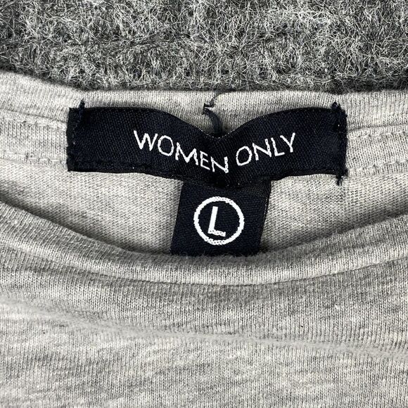 Women Only Shirt Womens Large Gray Tie-Front Embroidered‎ Top Floral Cropped - Picture 5 of 9